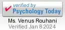 A badge for the verified by psychology today.